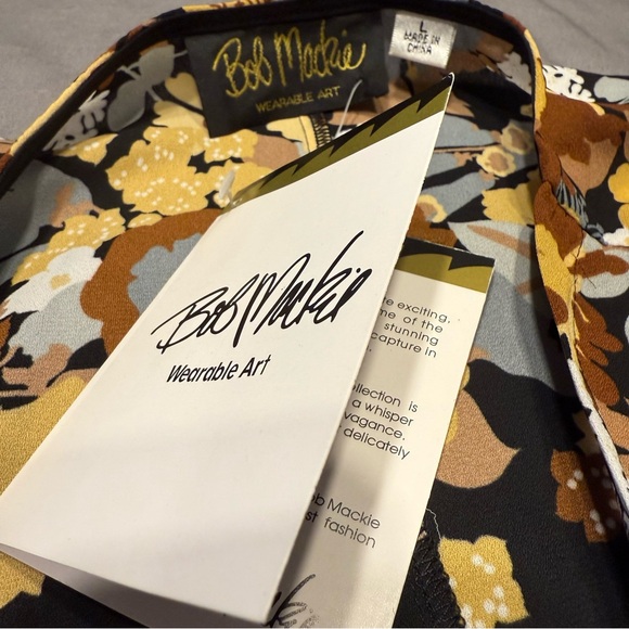 Bob Mackie wearable art Kimono top in Black and Gold size large NWT - Picture 4 of 8